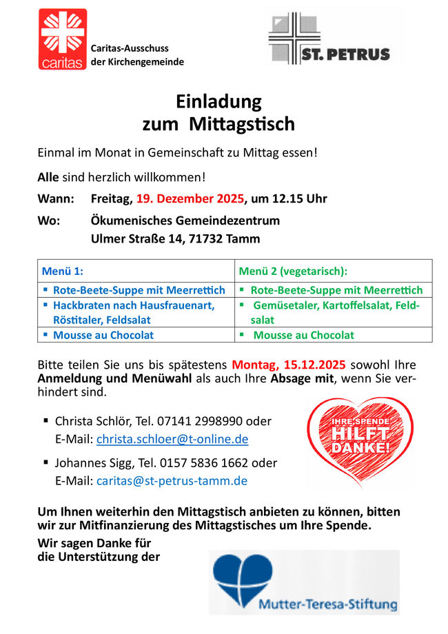 Menü vom 19.12.2025