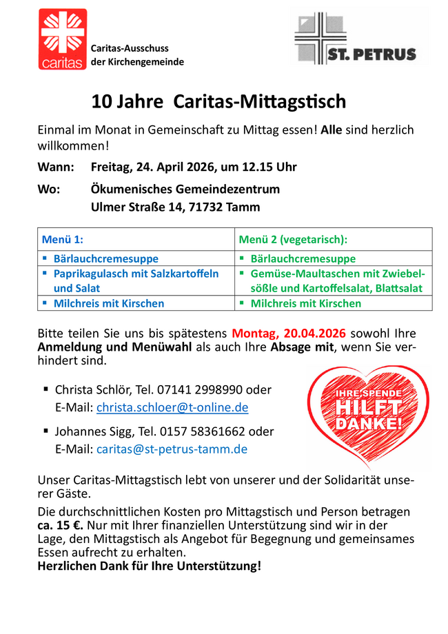 Menü vom 24. April 2026